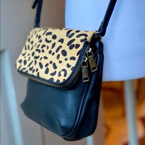 Leopard & Black Crossbody Purse/Clutch - LIKE NEW!
